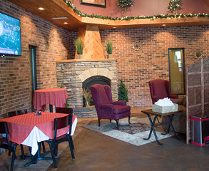 Lobby and dining area at Fratelli Bar & Restaurant in LaVale, Maryland.